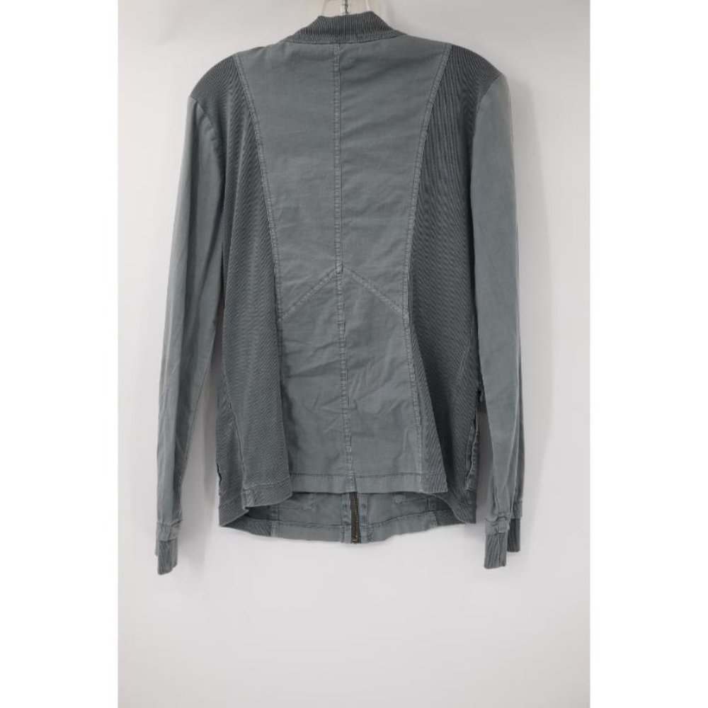 XCVI jacket women's Medium full zip two tone pockets cotton blend contrast trim - Picture 5 of 13